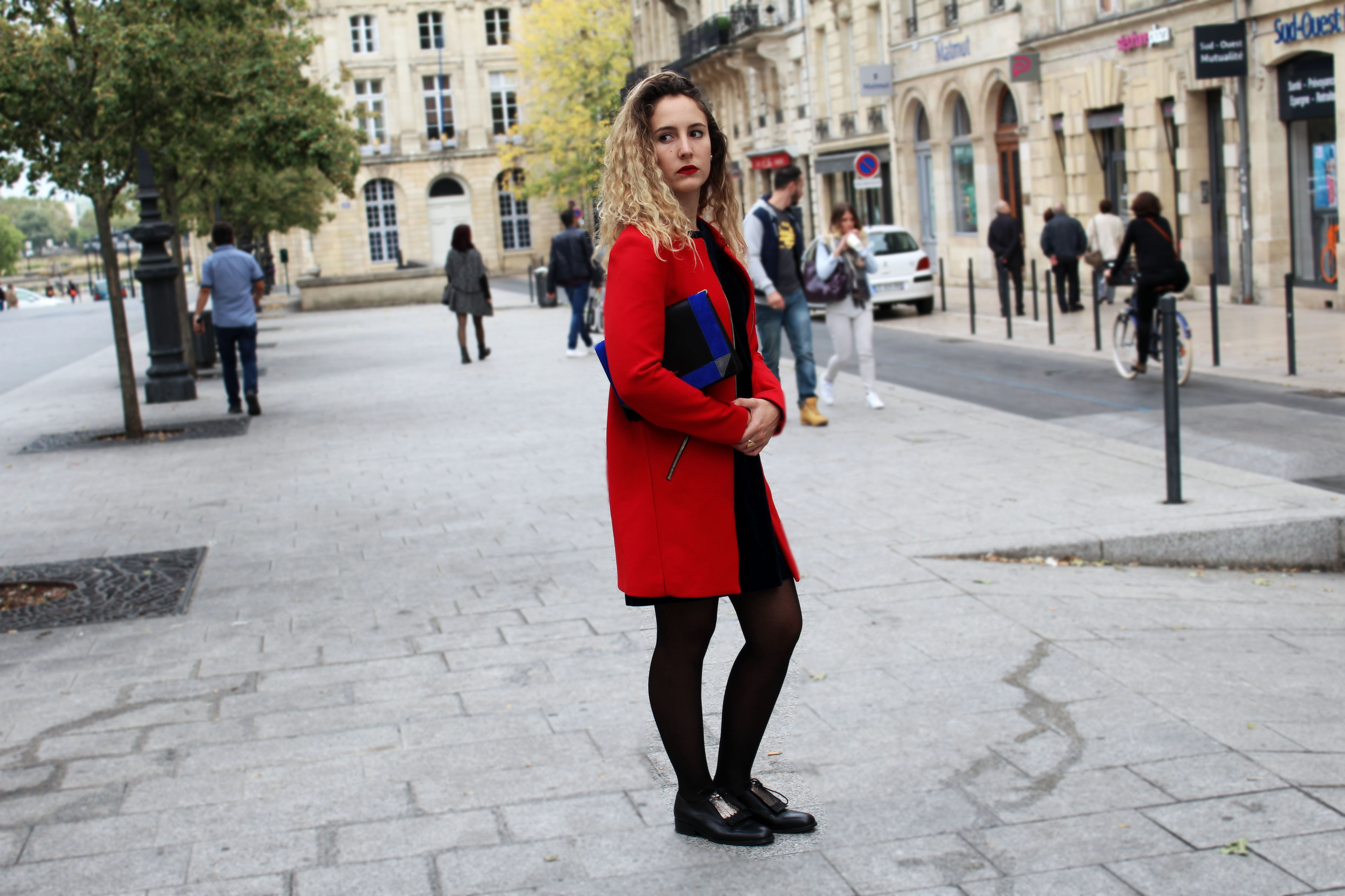 manteau zara rouge femme