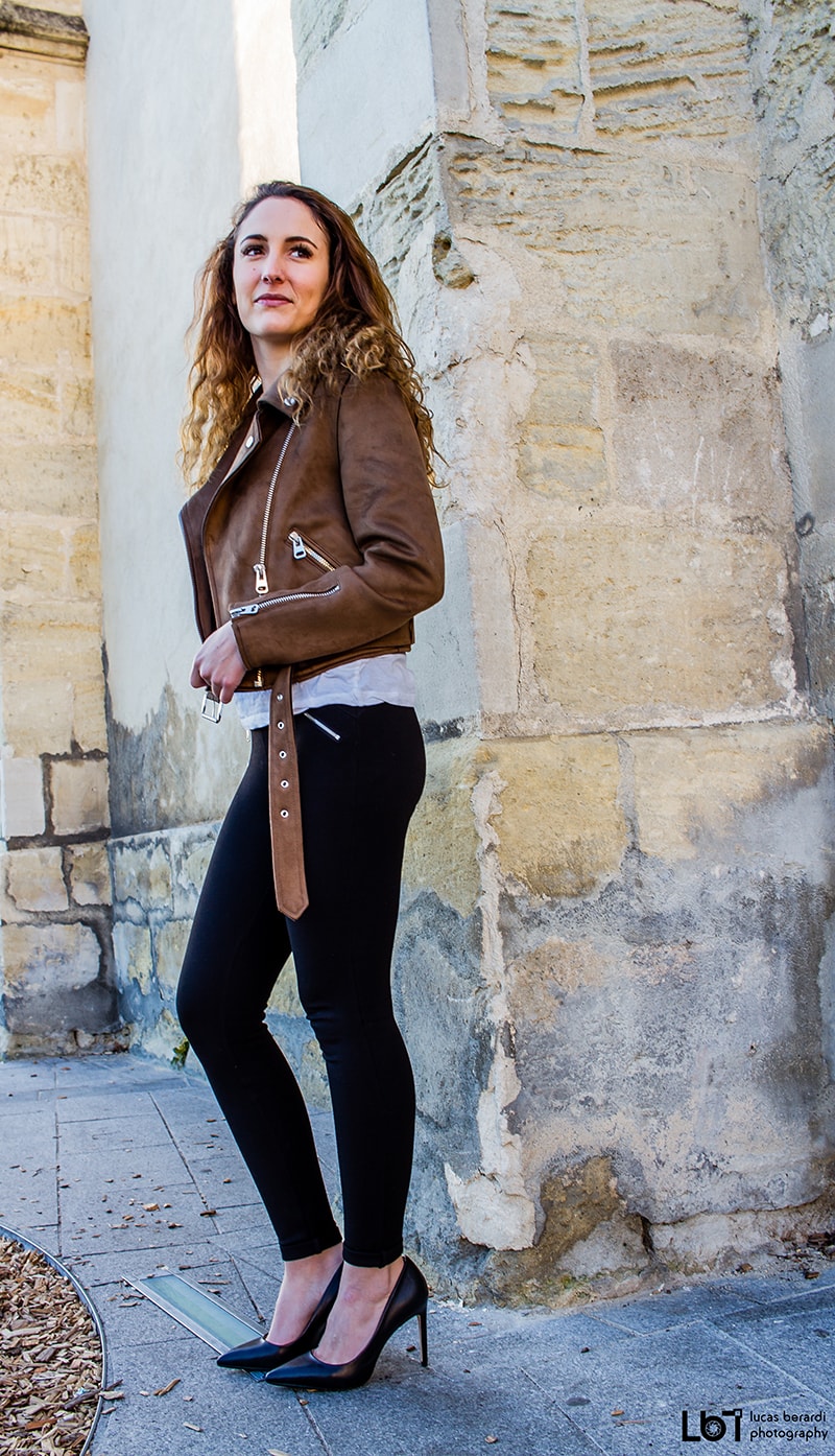 Brown Suede Moto Jacket - Perfecto en suédine Zara - Blog mode