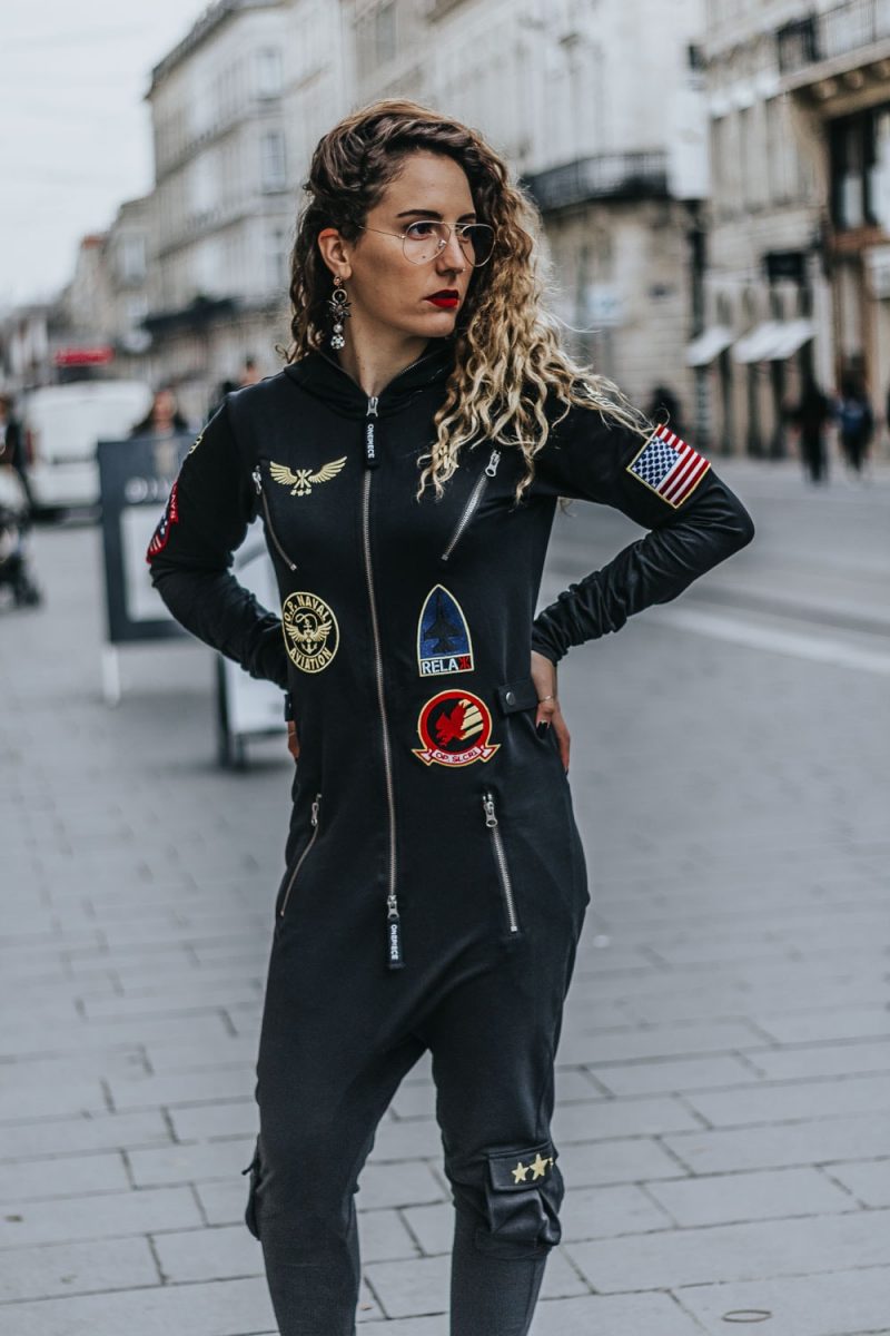 aviator onesie black jumpsuit onepiece blog mode