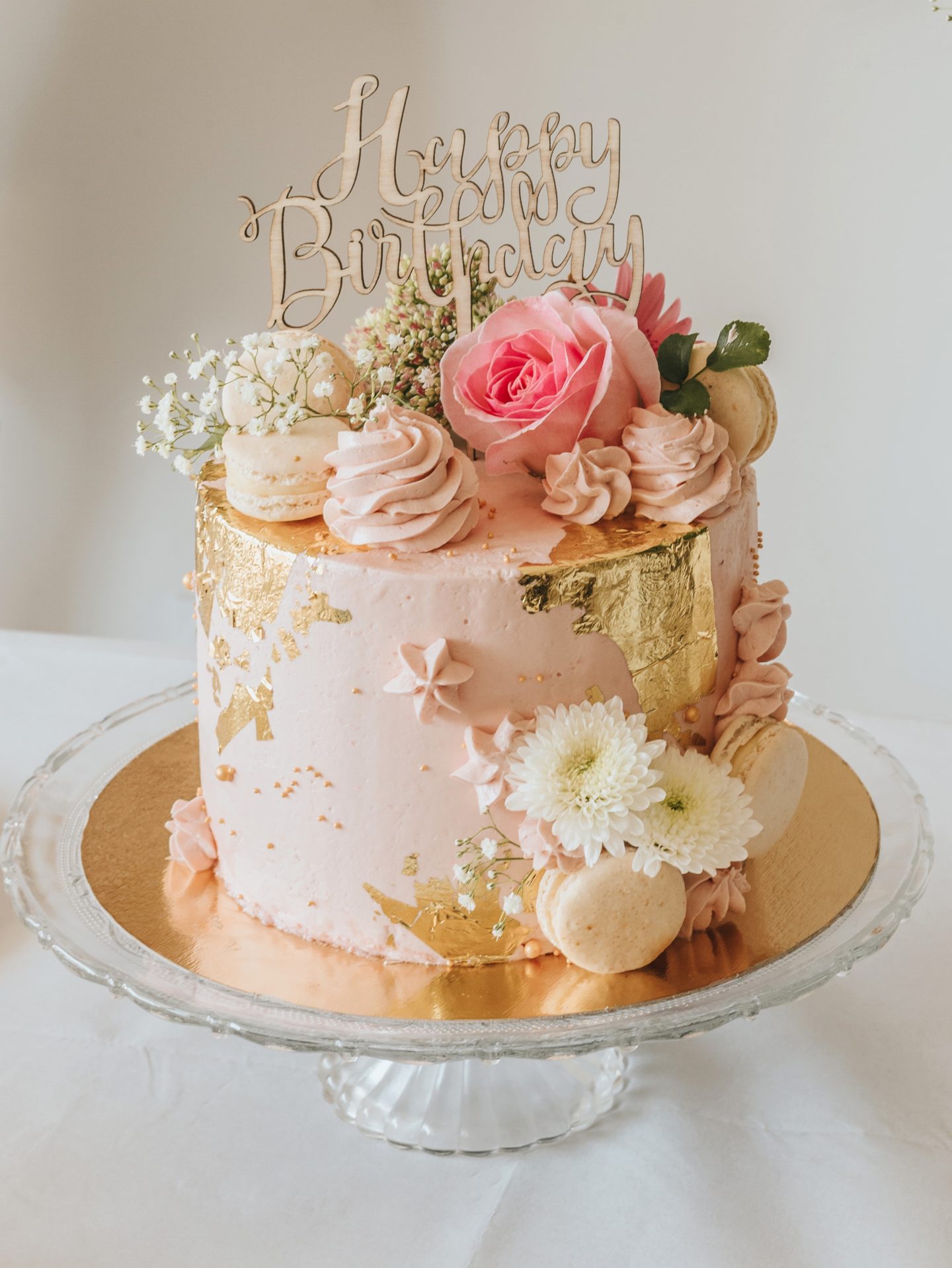 Birthday cake, decor, flower, rose.