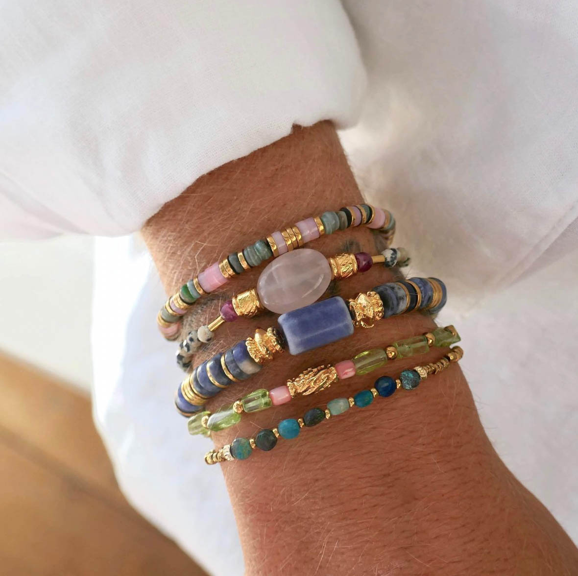 Bracelet or rose - bracelet perles - Cloralys Bijoux